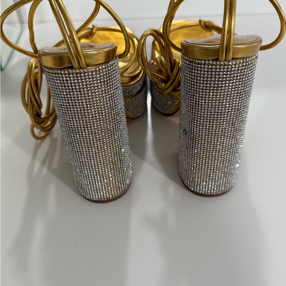 Gold Knot-Strap Platform Sandals - Picture 3 of 4
